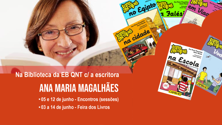 Na Biblioteca da EB QNT c/ Ana Mª Magalhães